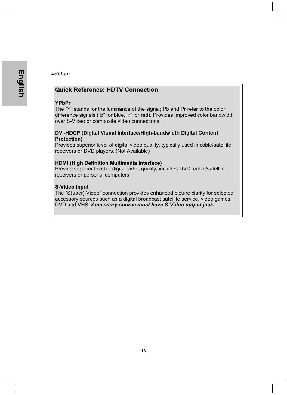 English | Westinghouse TX-42F430S User Manual | Page 16 / 50