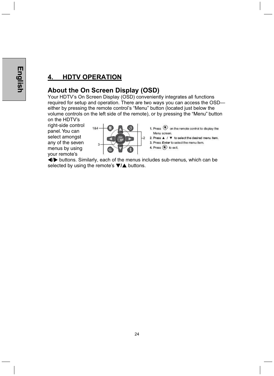 English | Westinghouse TX-42F430S User Manual | Page 24 / 50