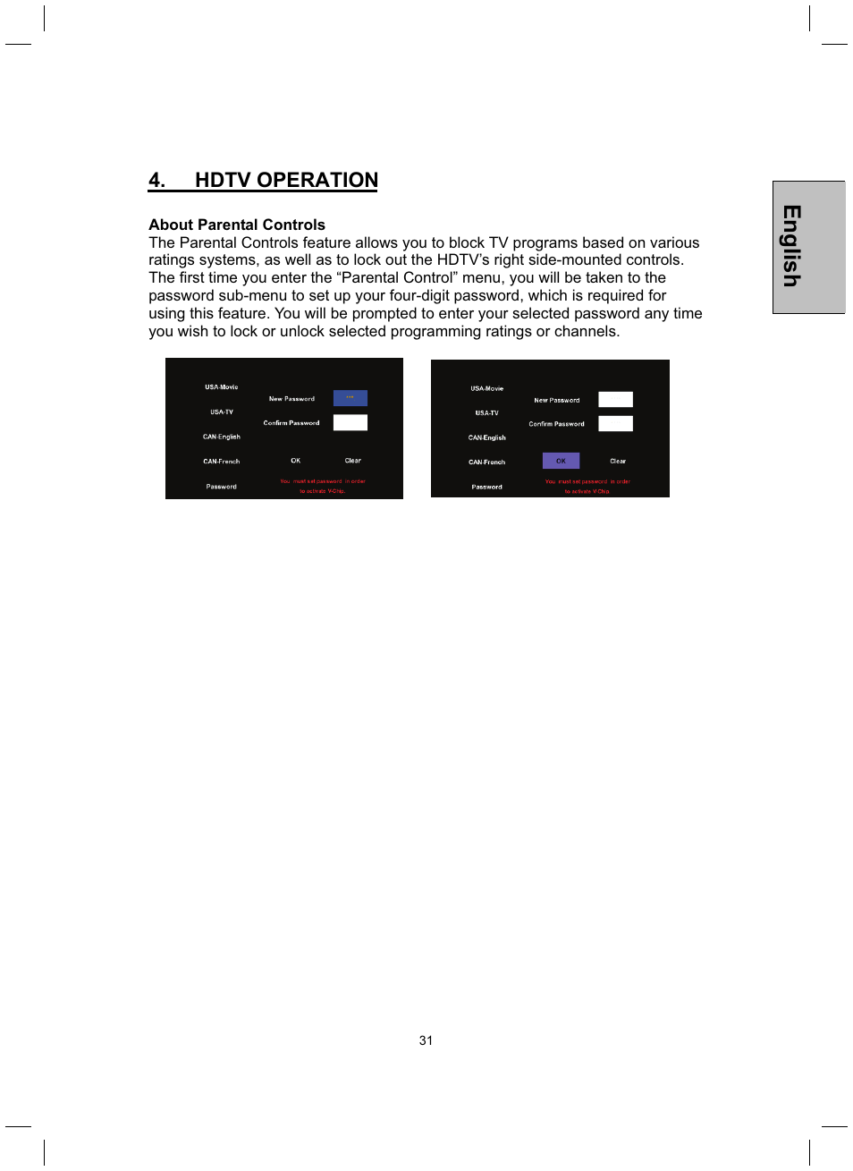 English | Westinghouse TX-42F430S User Manual | Page 31 / 50