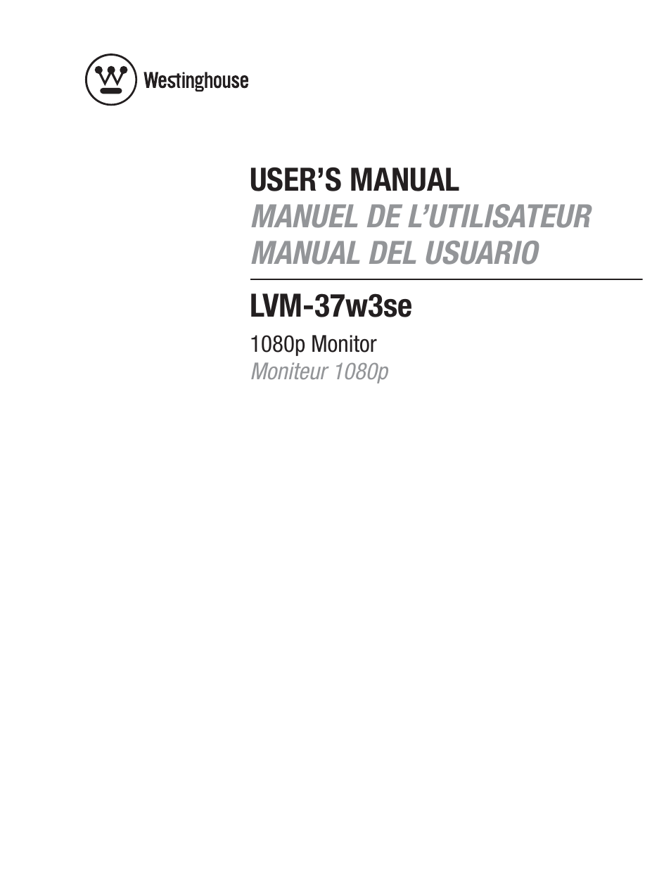 Westinghouse LVM-37w3se User Manual | 25 pages