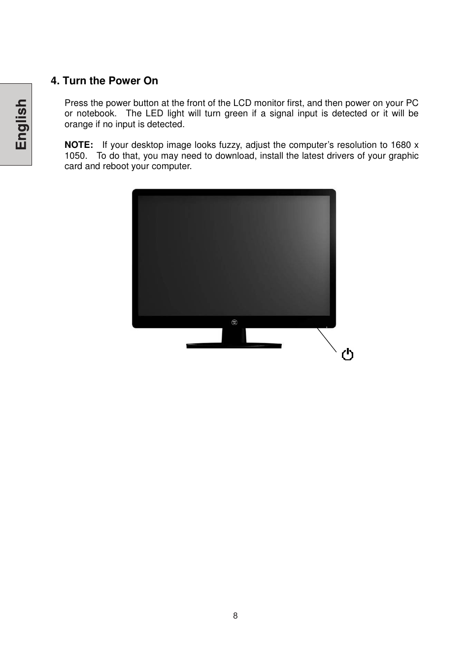 Turn the power on | Westinghouse LCM-22W3 User Manual | Page 10 / 64