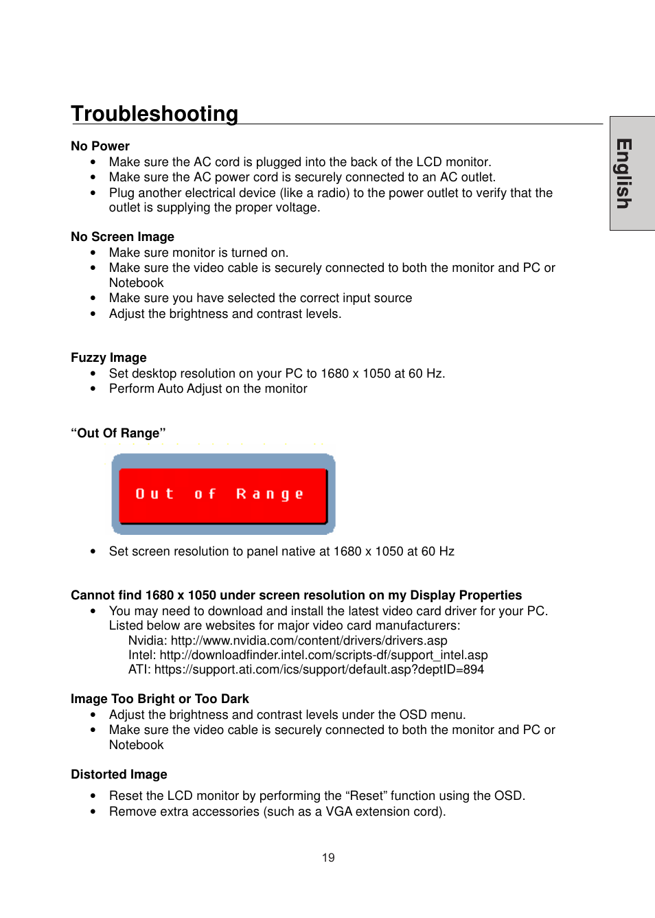 Troubleshooting | Westinghouse LCM-22W3 User Manual | Page 21 / 64