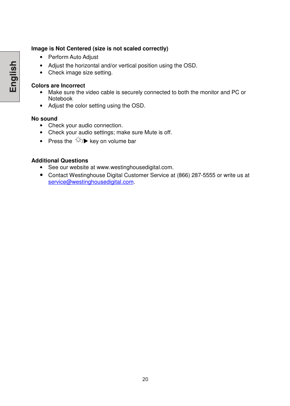 Westinghouse LCM-22W3 User Manual | Page 22 / 64