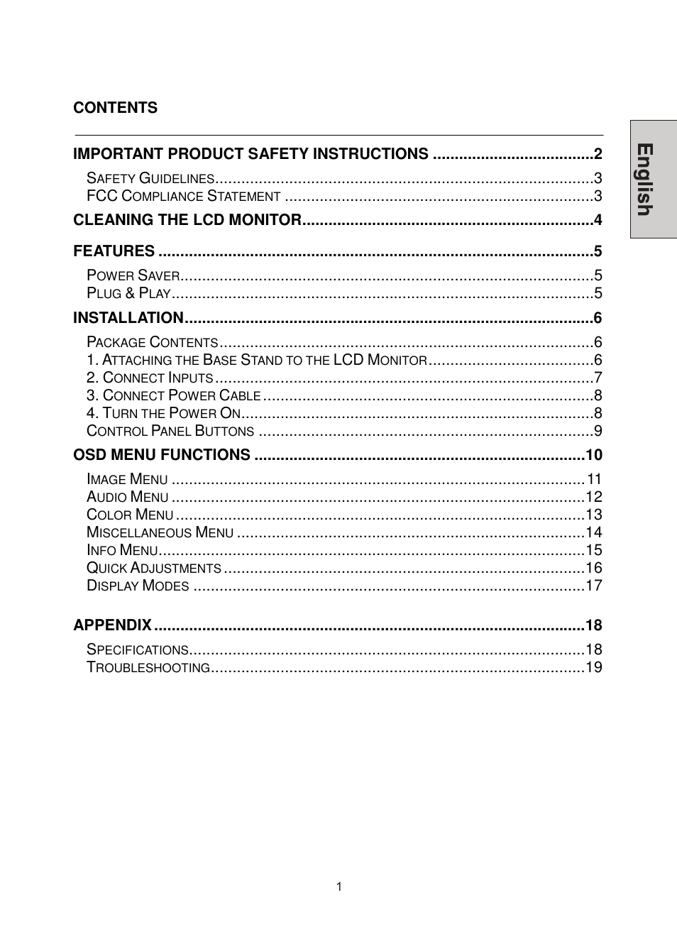 Westinghouse LCM-22W3 User Manual | Page 3 / 64