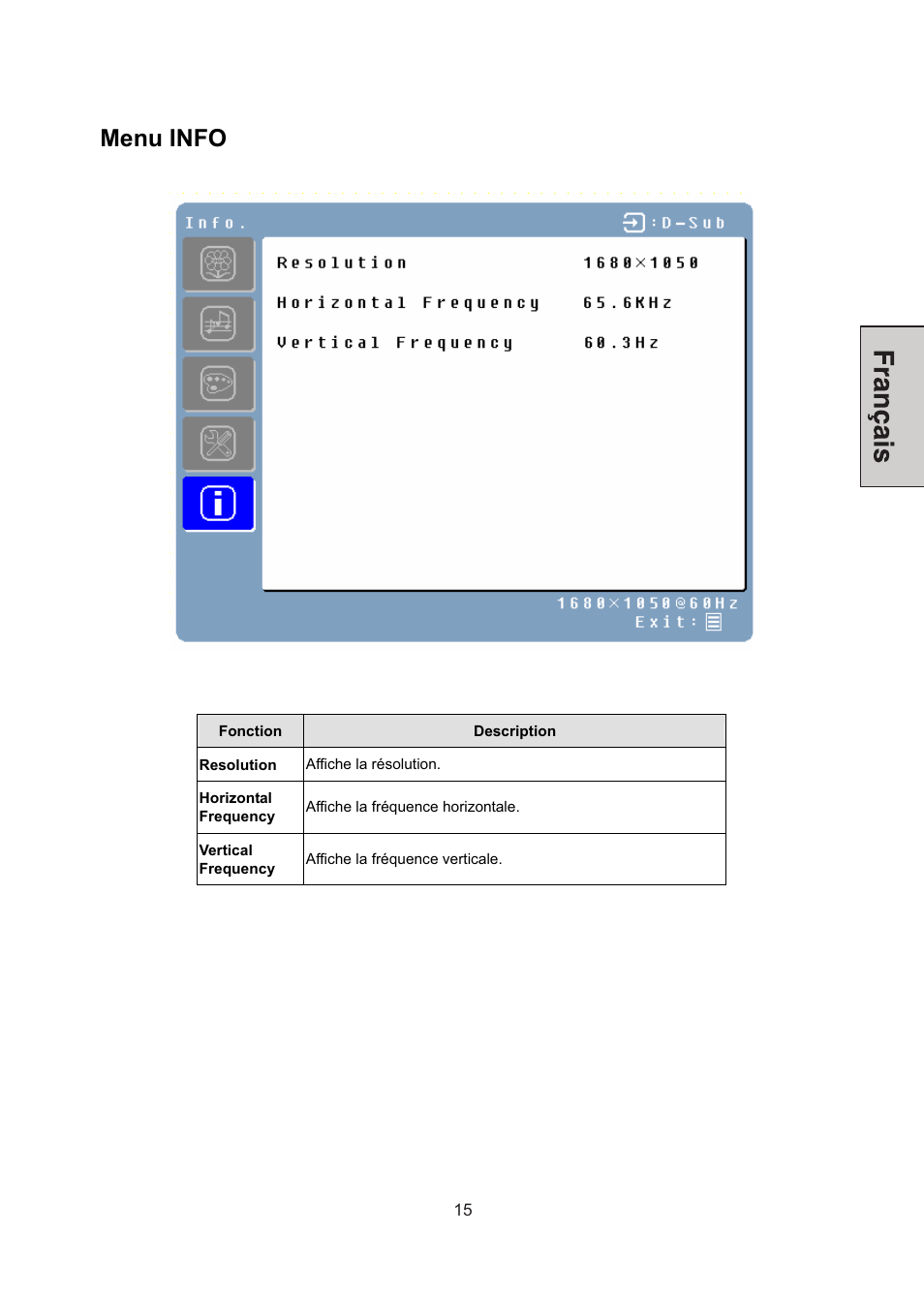 Menu info | Westinghouse LCM-22W3 User Manual | Page 37 / 64