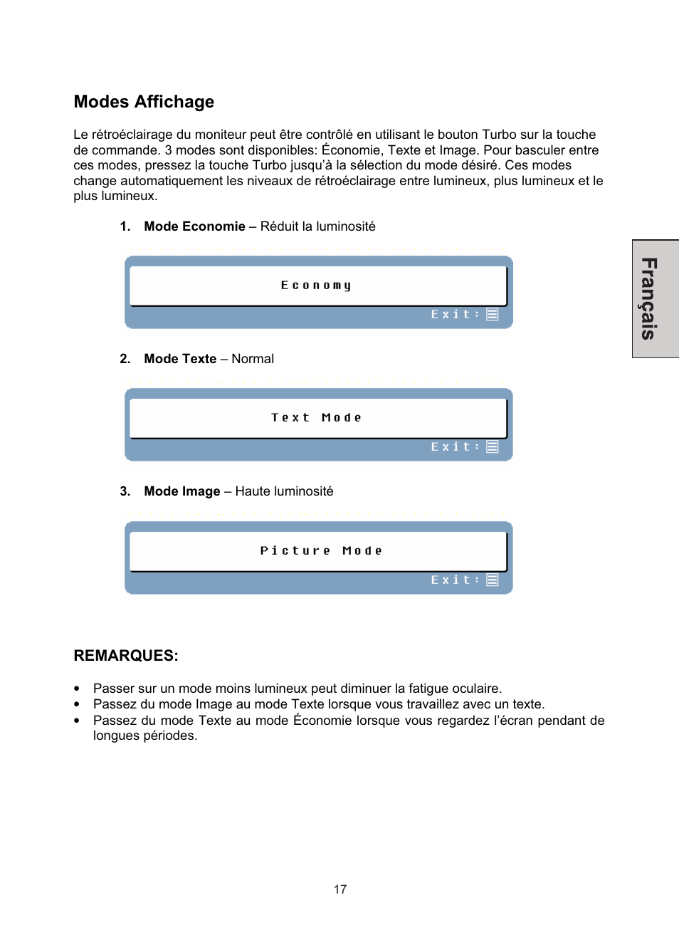 Modes affichage | Westinghouse LCM-22W3 User Manual | Page 39 / 64