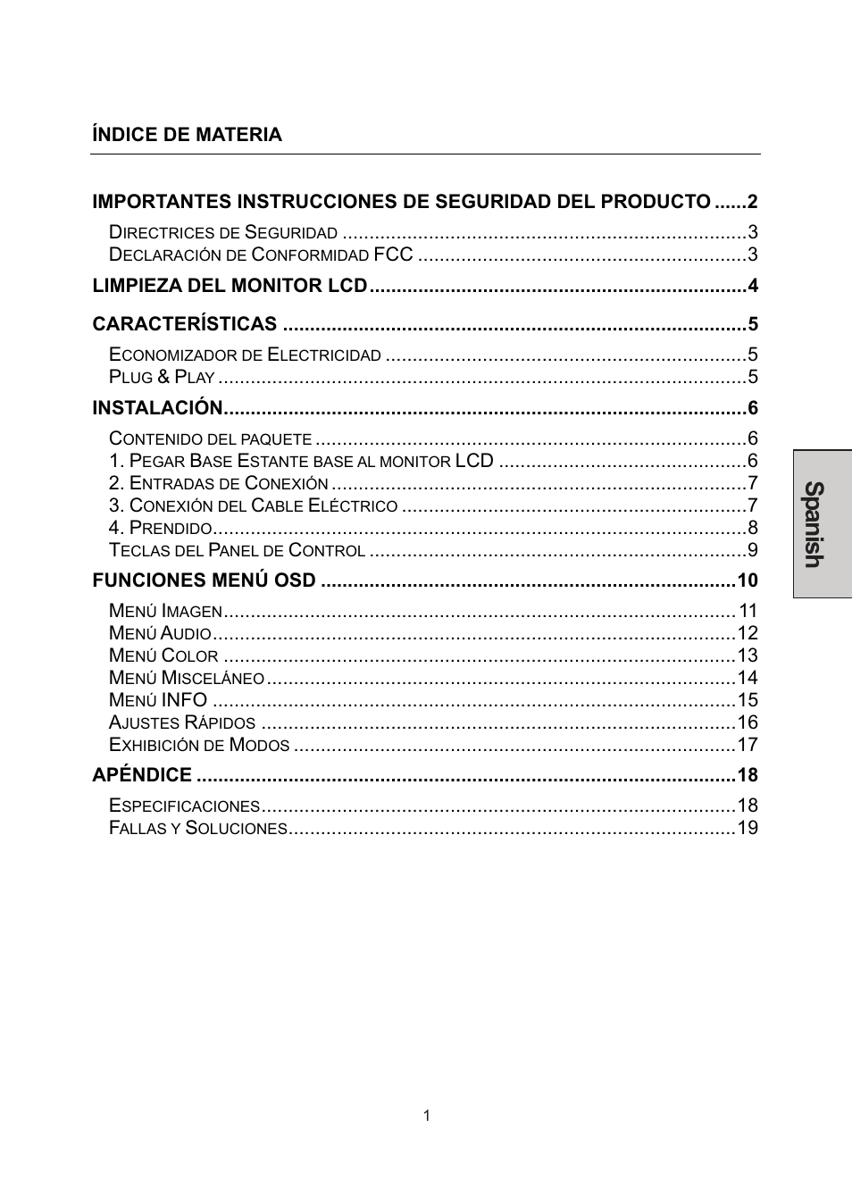 Spanish | Westinghouse LCM-22W3 User Manual | Page 43 / 64