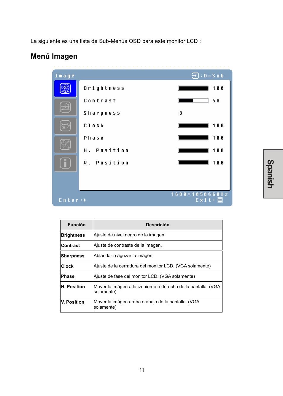 Spanish, Menú imagen | Westinghouse LCM-22W3 User Manual | Page 53 / 64