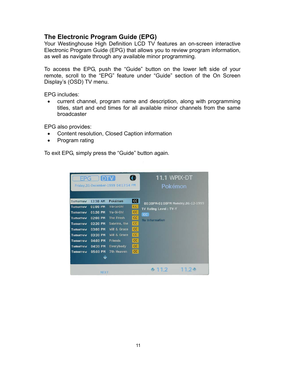 Westinghouse PT-19H520S User Manual | Page 11 / 44