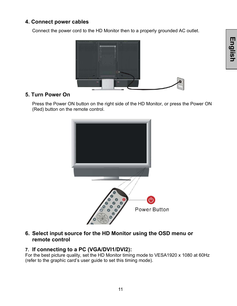 English | Westinghouse LVM-37w1 User Manual | Page 13 / 22