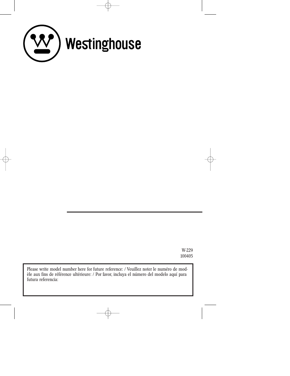 Westinghouse W-229 User Manual | 12 pages