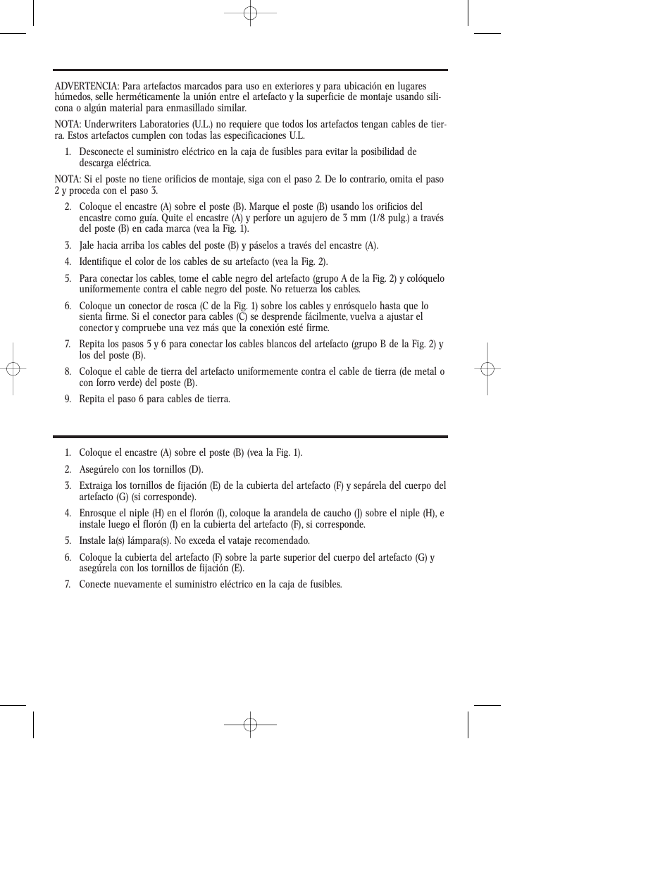 Instrucciones de montaje y cableado, Instrucciones de montaje del artefacto | Westinghouse W-229 User Manual | Page 10 / 12