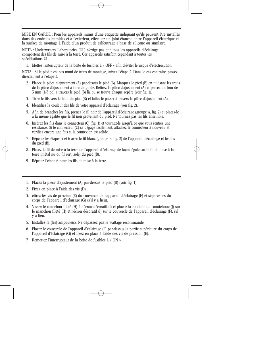 Instructions de montage et de raccordement | Westinghouse W-229 User Manual | Page 7 / 12