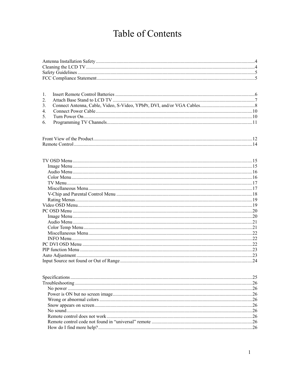 Westinghouse LTV-19w6 User Manual | Page 2 / 28