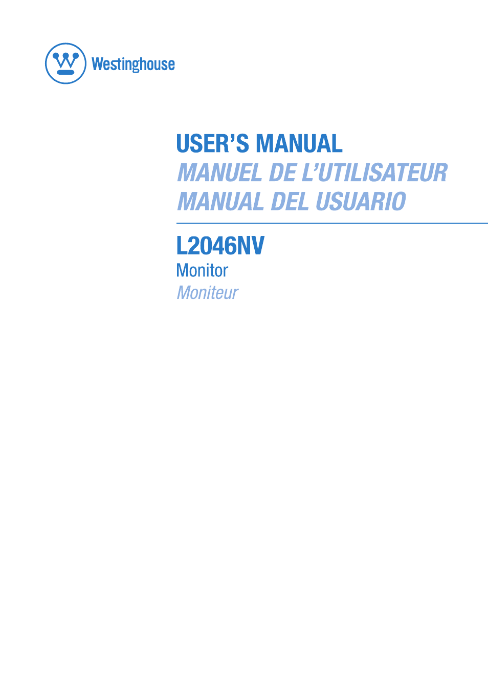 Westinghouse L2046NV User Manual | 66 pages