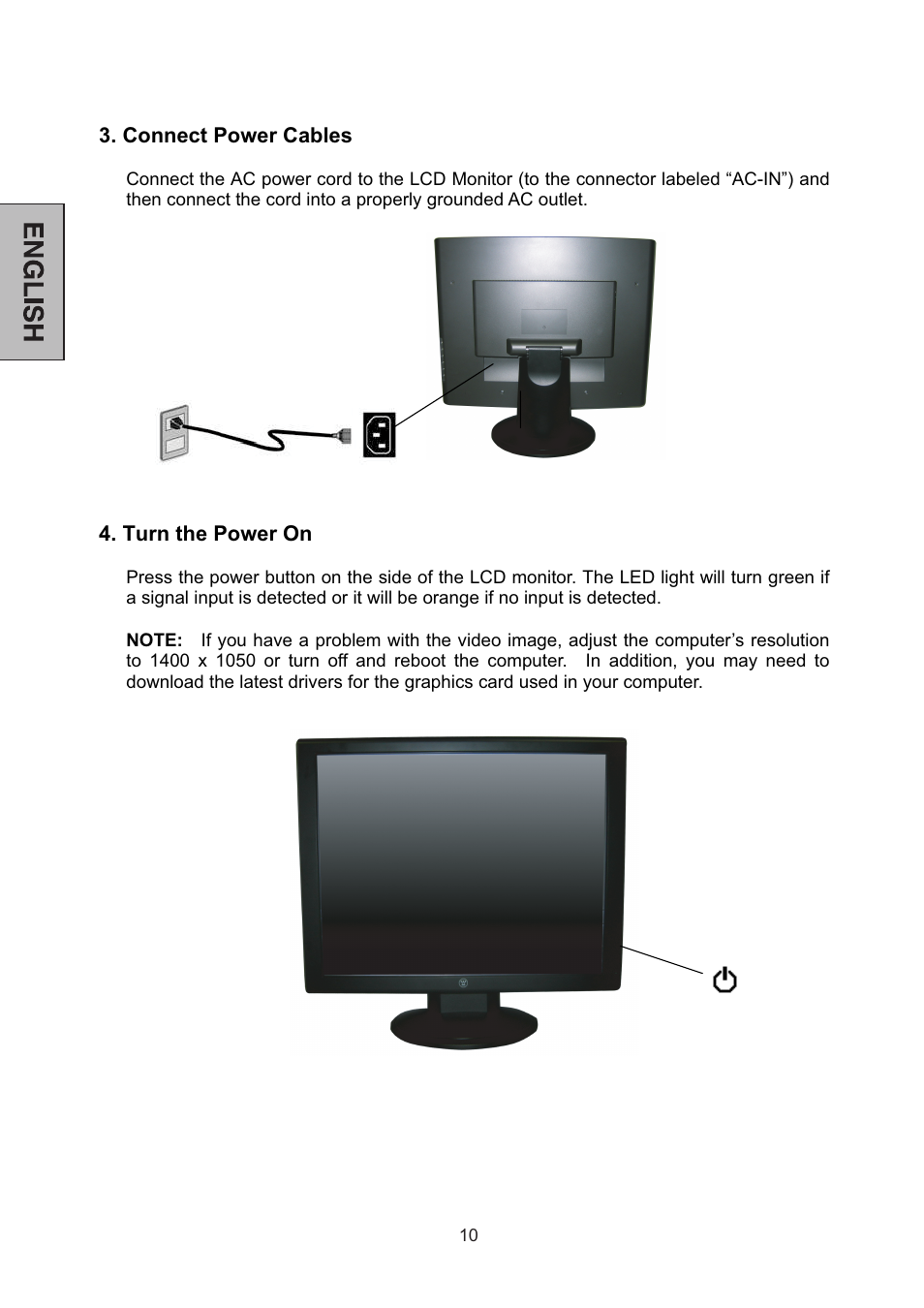 Connect power cables, Turn the power on | Westinghouse L2046NV User Manual | Page 11 / 66