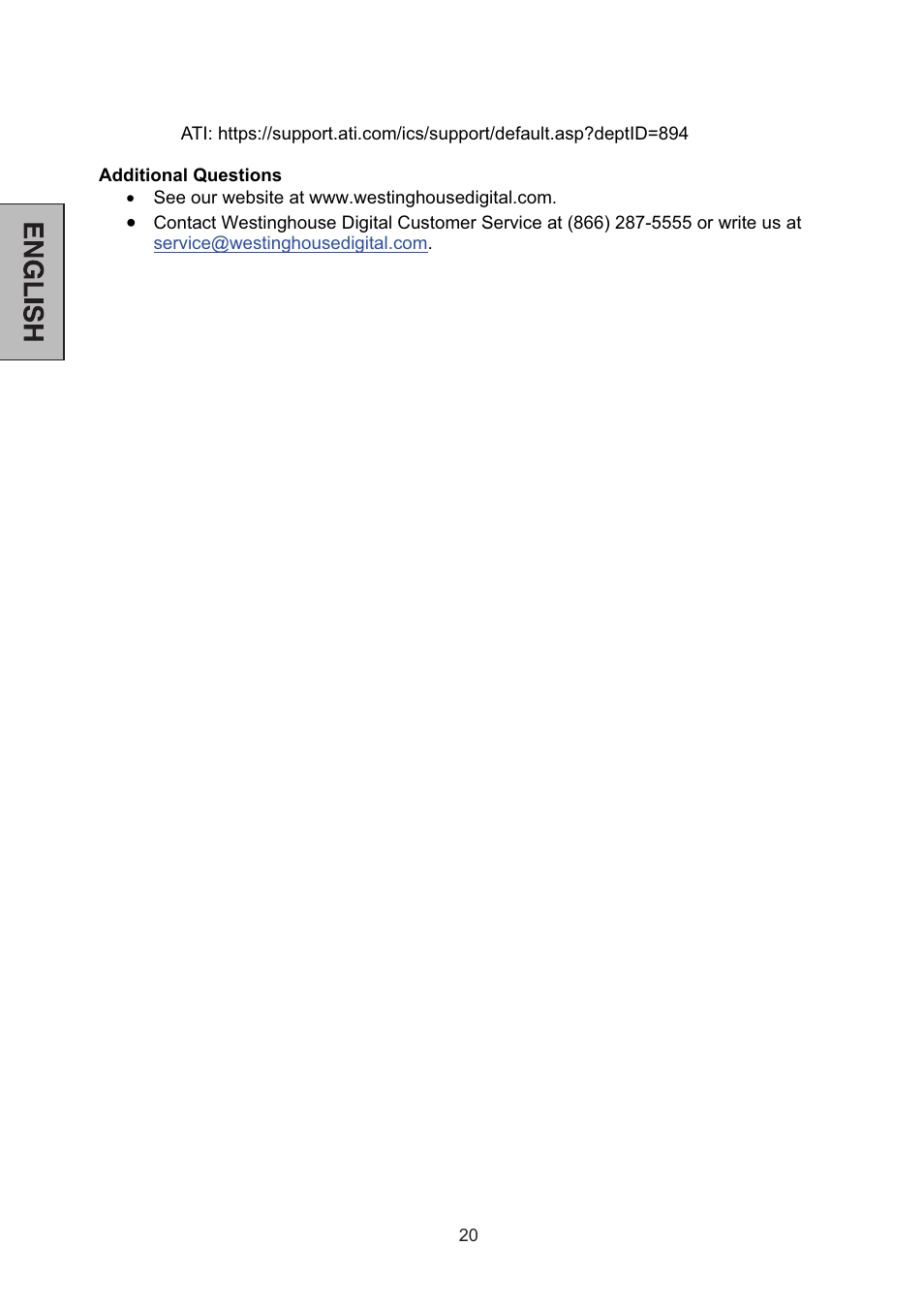 Westinghouse L2046NV User Manual | Page 21 / 66
