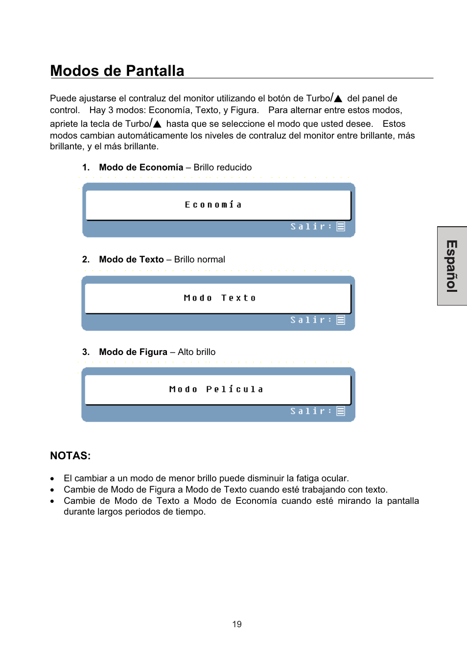 Modos de pantalla | Westinghouse L2046NV User Manual | Page 62 / 66