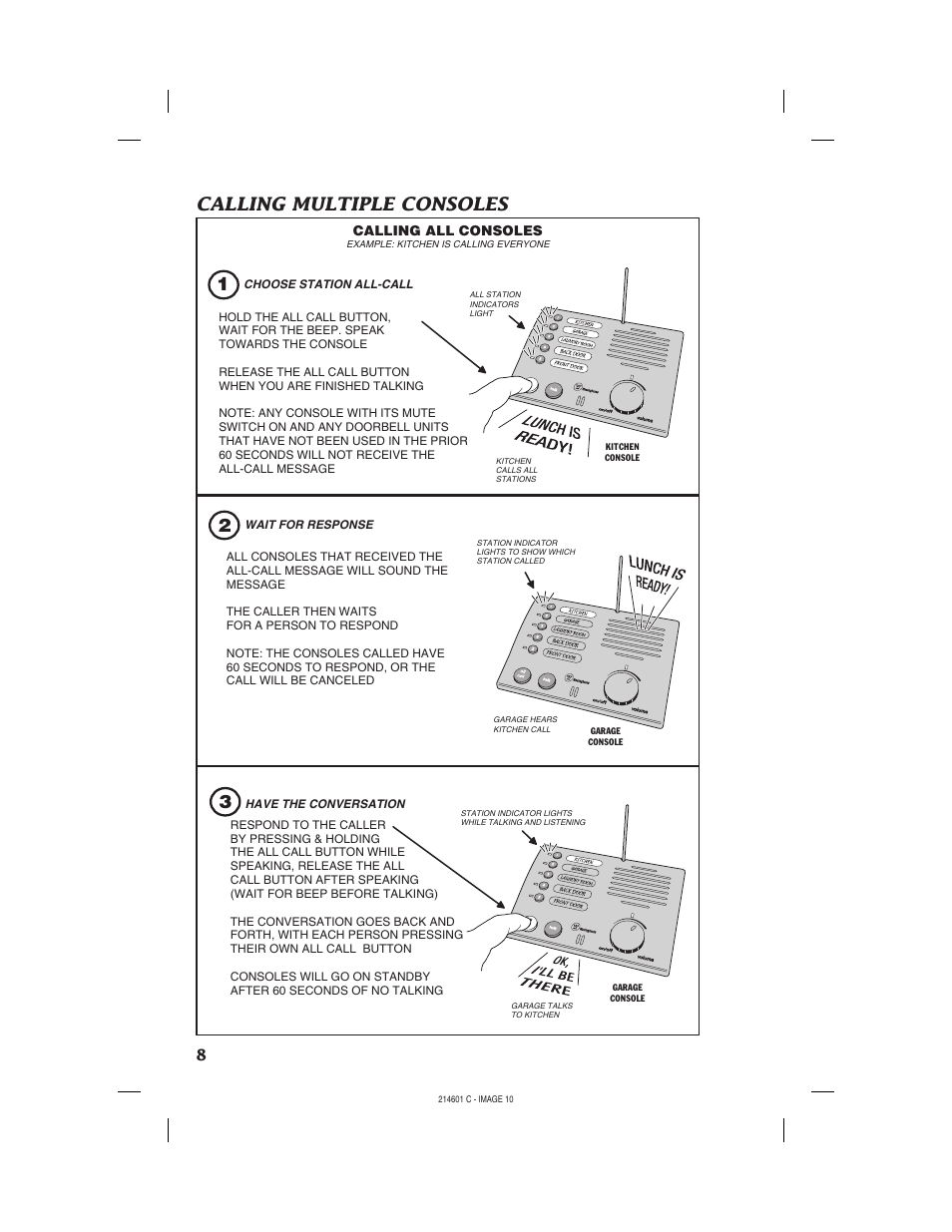 Calling multiple consoles | Westinghouse WHDBI-5C User Manual | Page 10 / 16