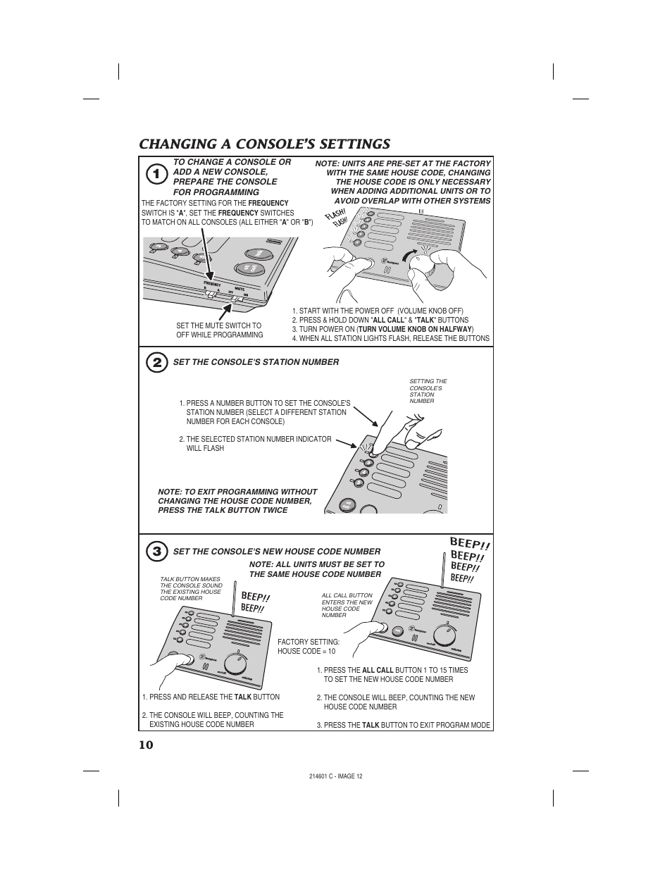 Changing a console’s settings | Westinghouse WHDBI-5C User Manual | Page 12 / 16