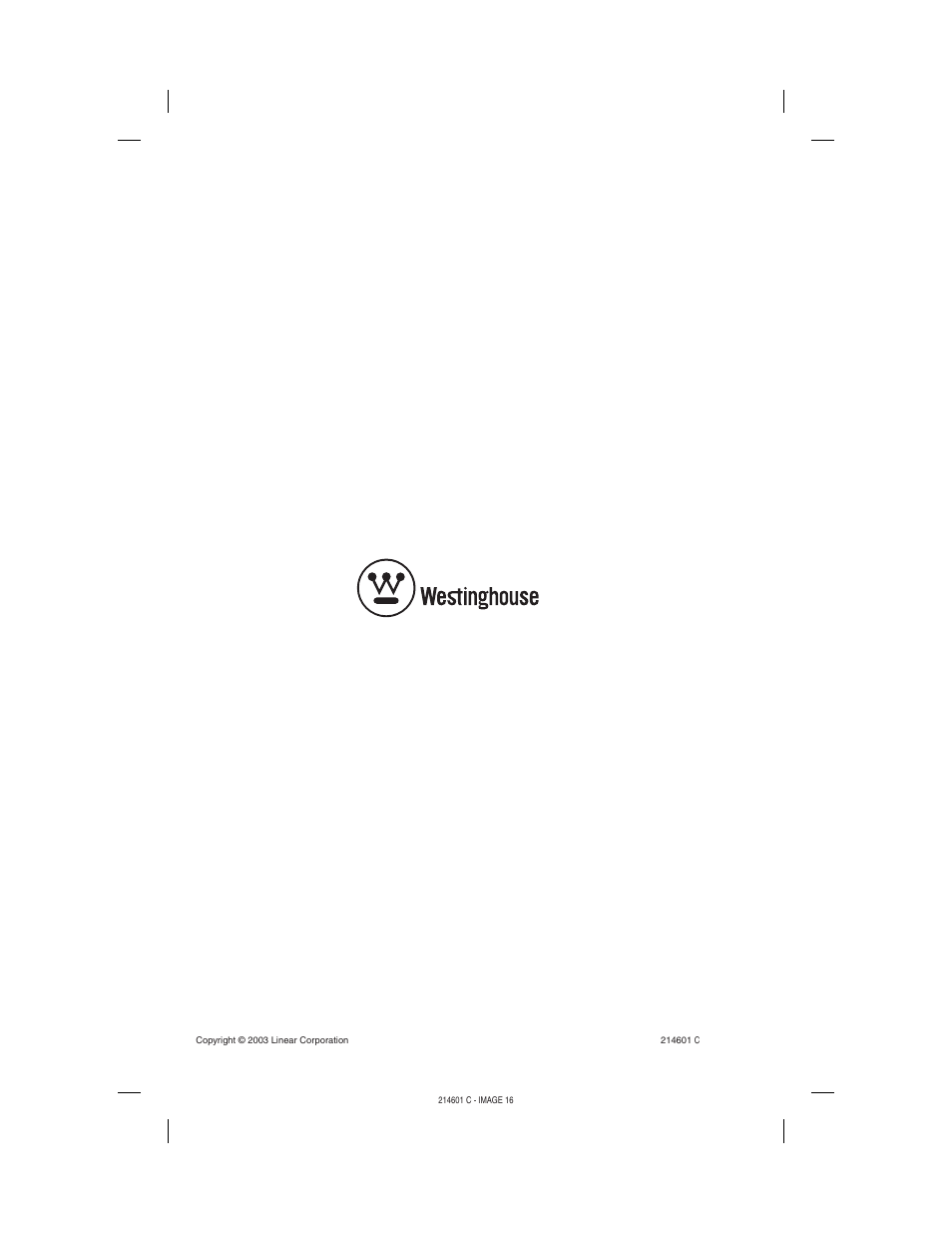 Westinghouse WHDBI-5C User Manual | Page 16 / 16