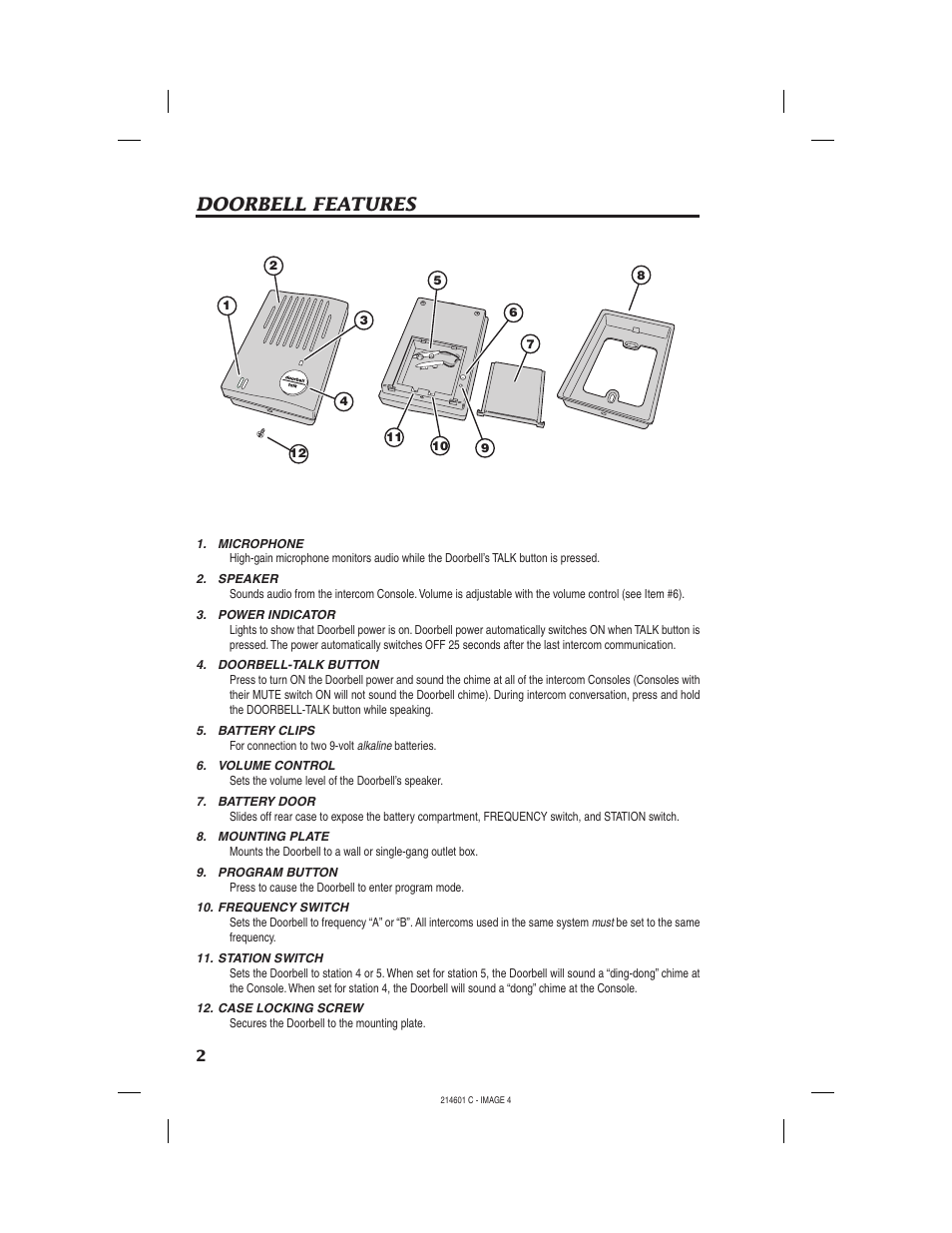 Doorbell features | Westinghouse WHDBI-5C User Manual | Page 4 / 16