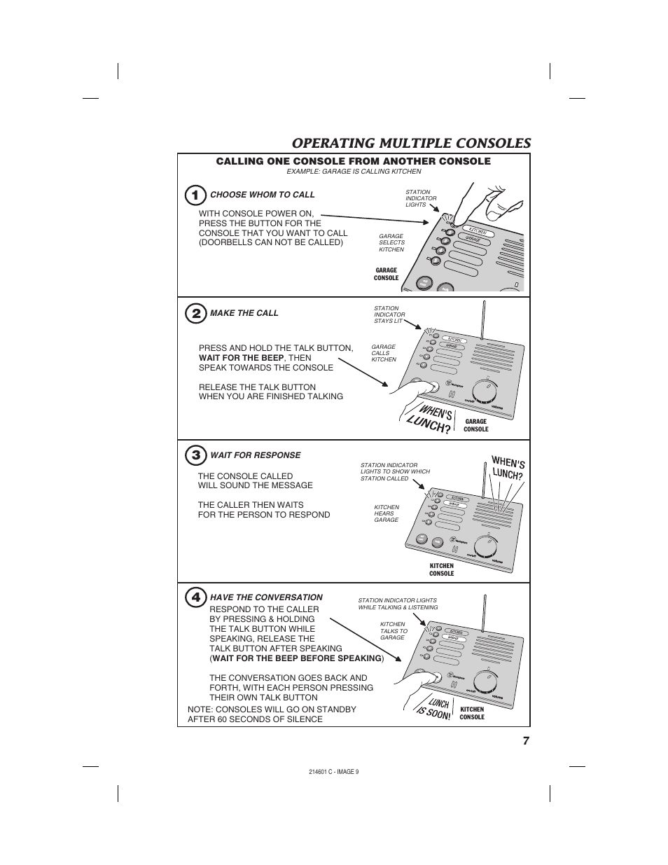 Operating multiple consoles 3 1 2 4 | Westinghouse WHDBI-5C User Manual | Page 9 / 16