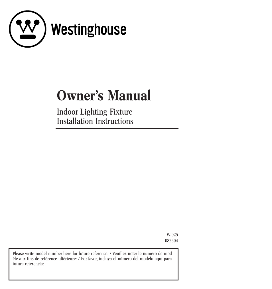 Westinghouse 082504 User Manual | 12 pages