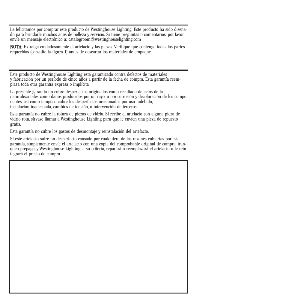 Garantía limitada de cinco años | Westinghouse 082504 User Manual | Page 8 / 12