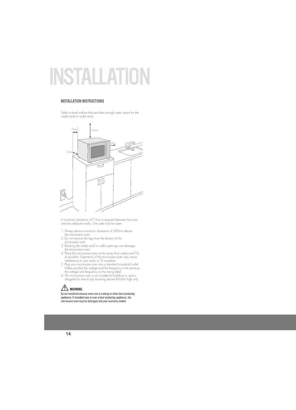 Installation | Westinghouse WMG281SF User Manual | Page 14 / 16