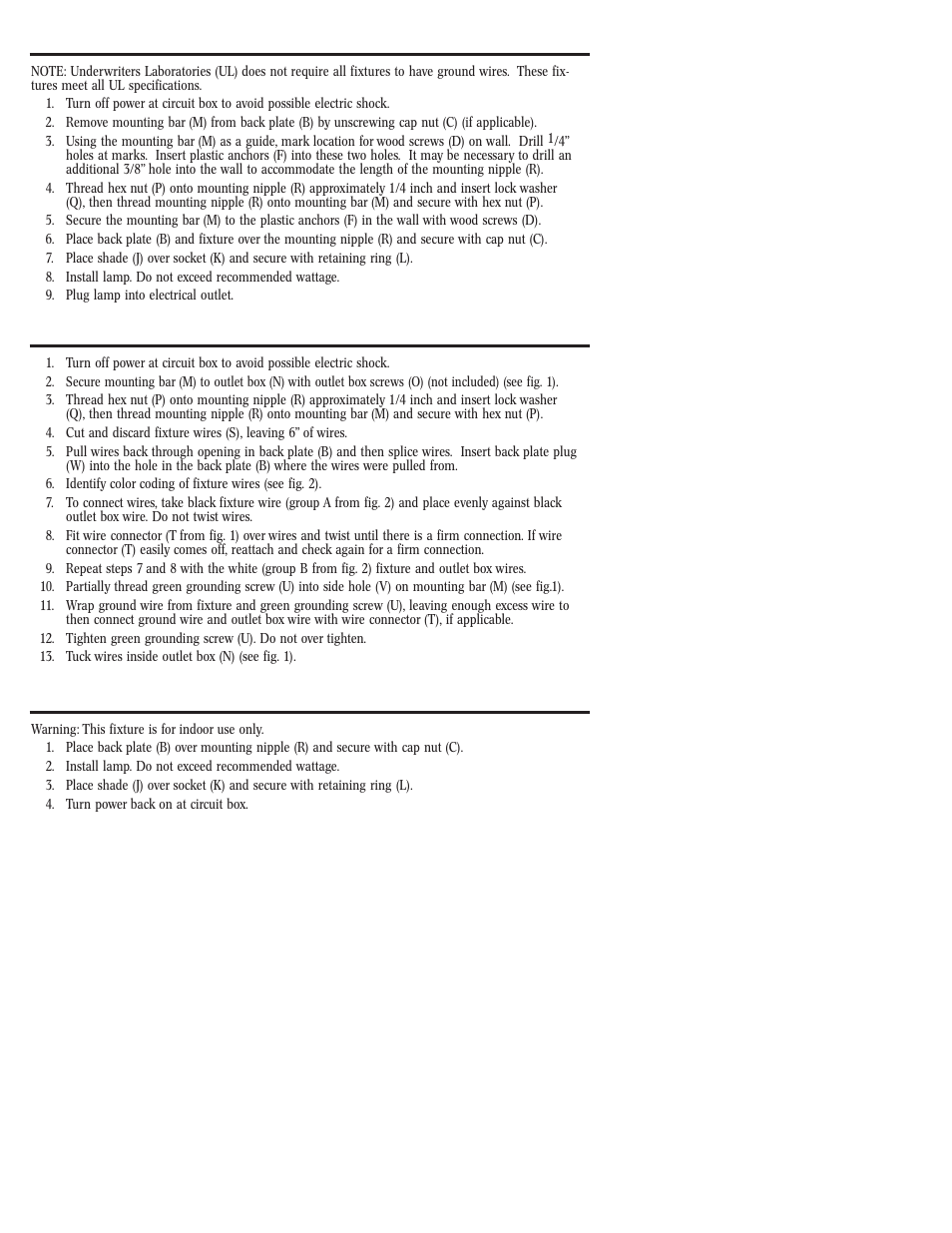 Wall mount mounting & wiring instructions | Westinghouse W-231 User Manual | Page 4 / 12