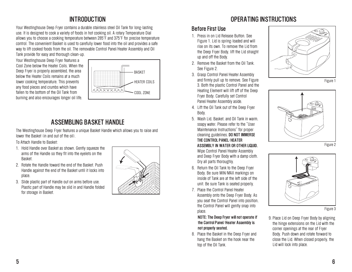 Introduction, Assembling basket handle, Operating instructions | Westinghouse WST3034 User Manual | Page 7 / 24