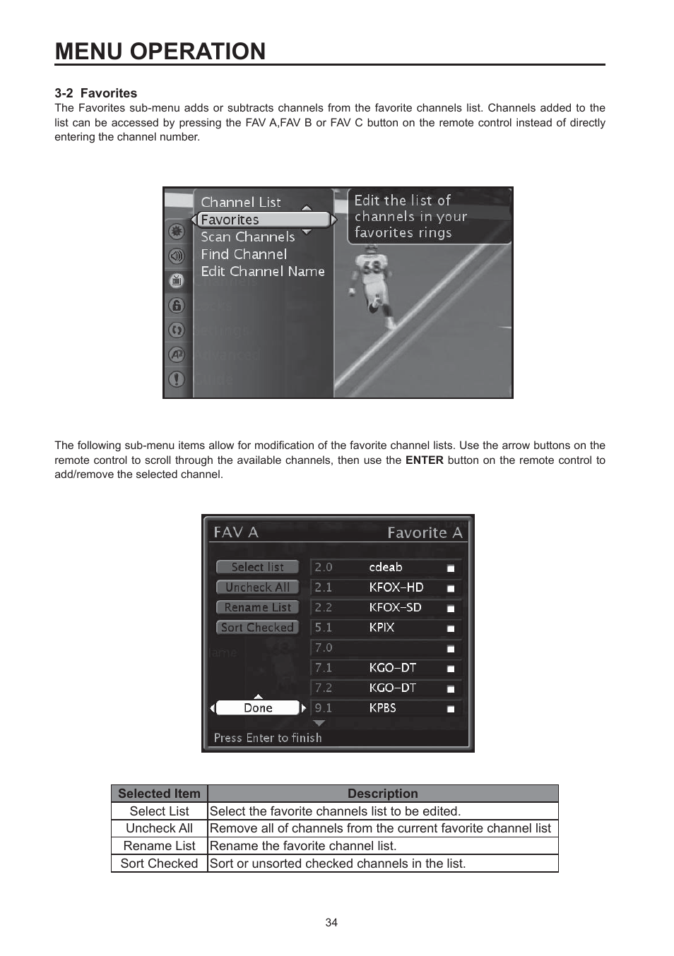 Menu operation | Westinghouse SK-32H590D User Manual | Page 35 / 66