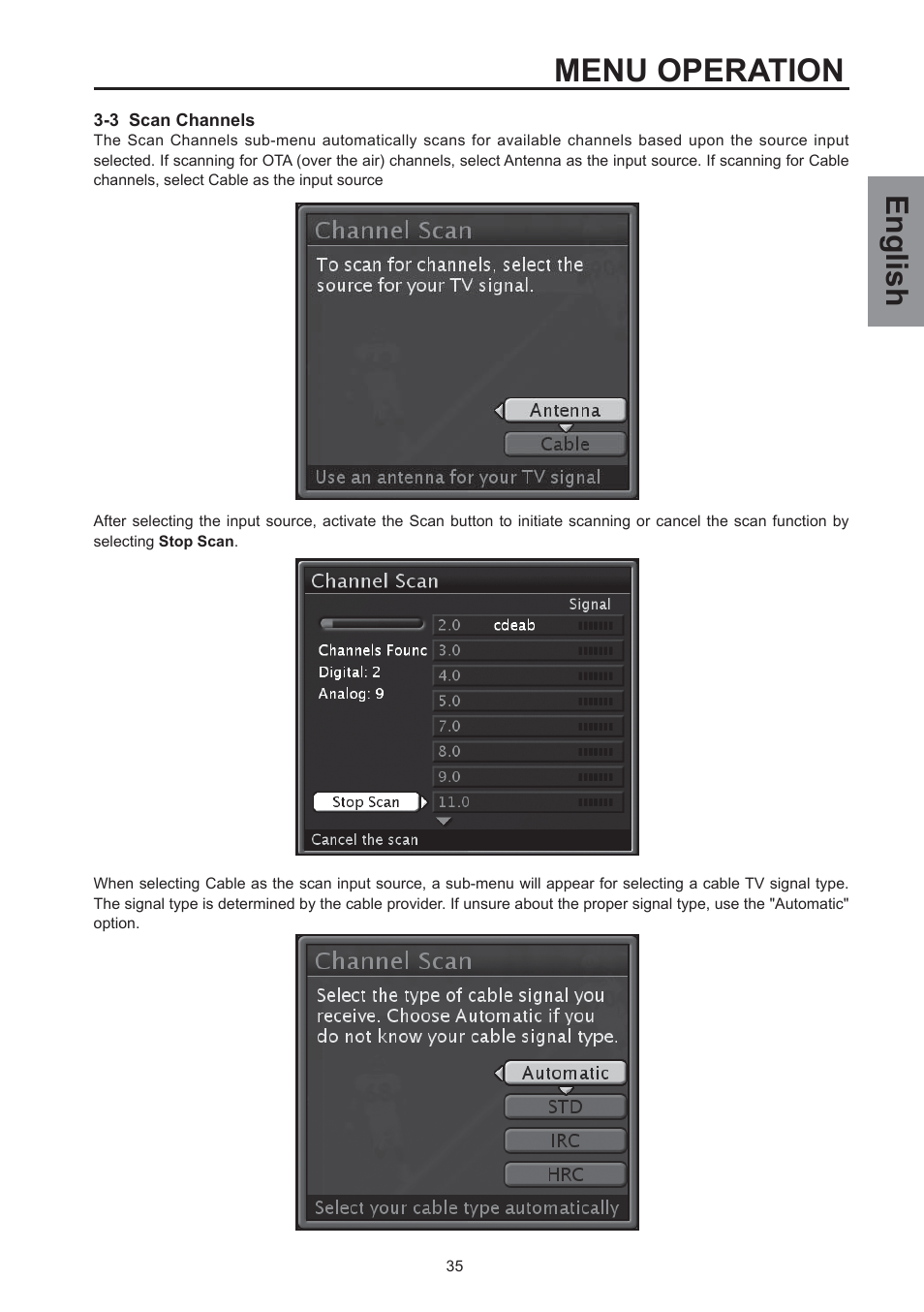 Menu operation, English | Westinghouse SK-32H590D User Manual | Page 36 / 66