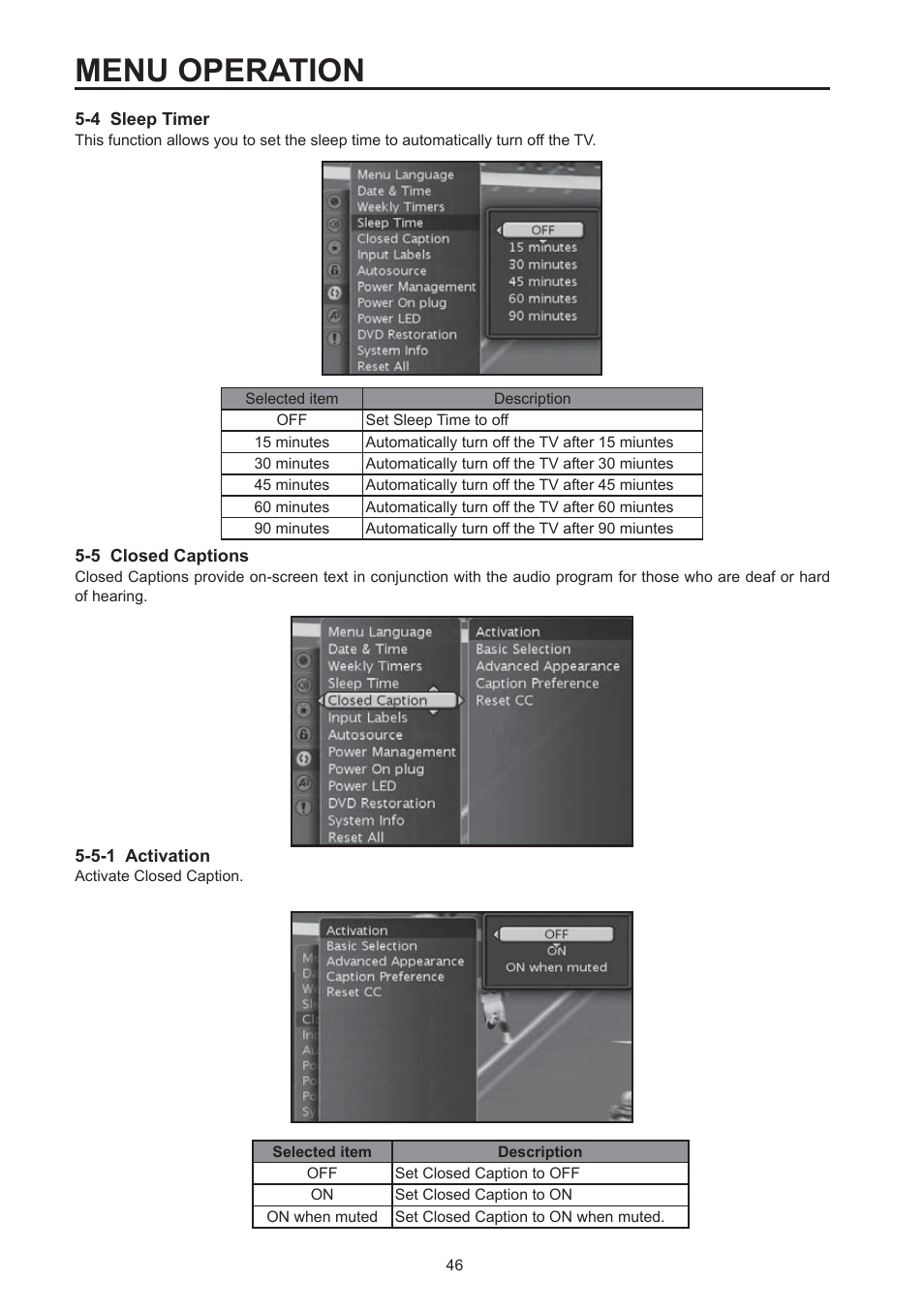 Menu operation | Westinghouse SK-32H590D User Manual | Page 47 / 66