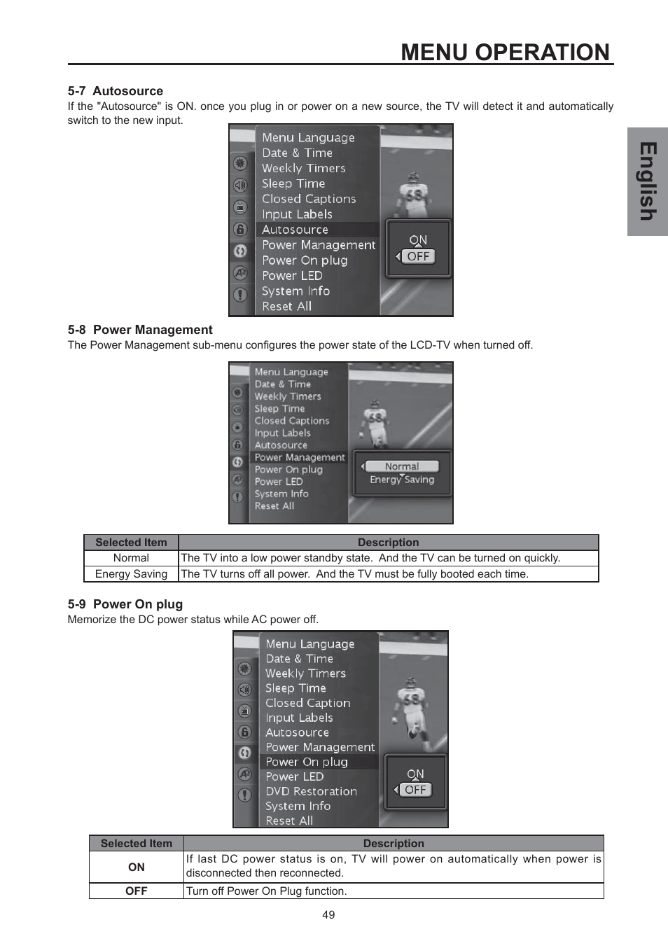 Menu operation, English | Westinghouse SK-32H590D User Manual | Page 50 / 66