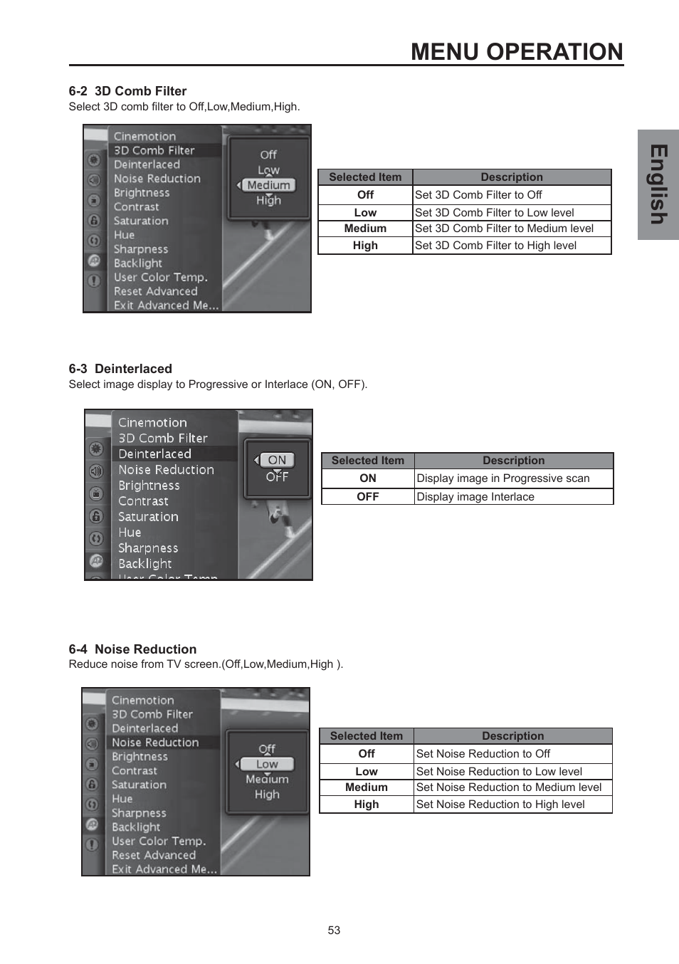 Menu operation, English | Westinghouse SK-32H590D User Manual | Page 54 / 66