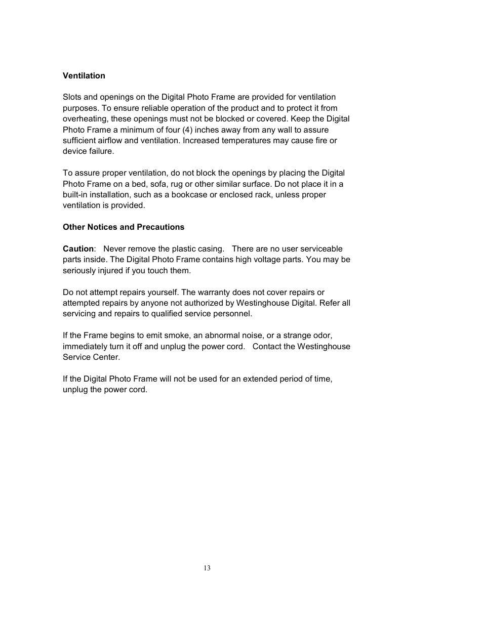 Westinghouse DPF-0802 User Manual | Page 14 / 45