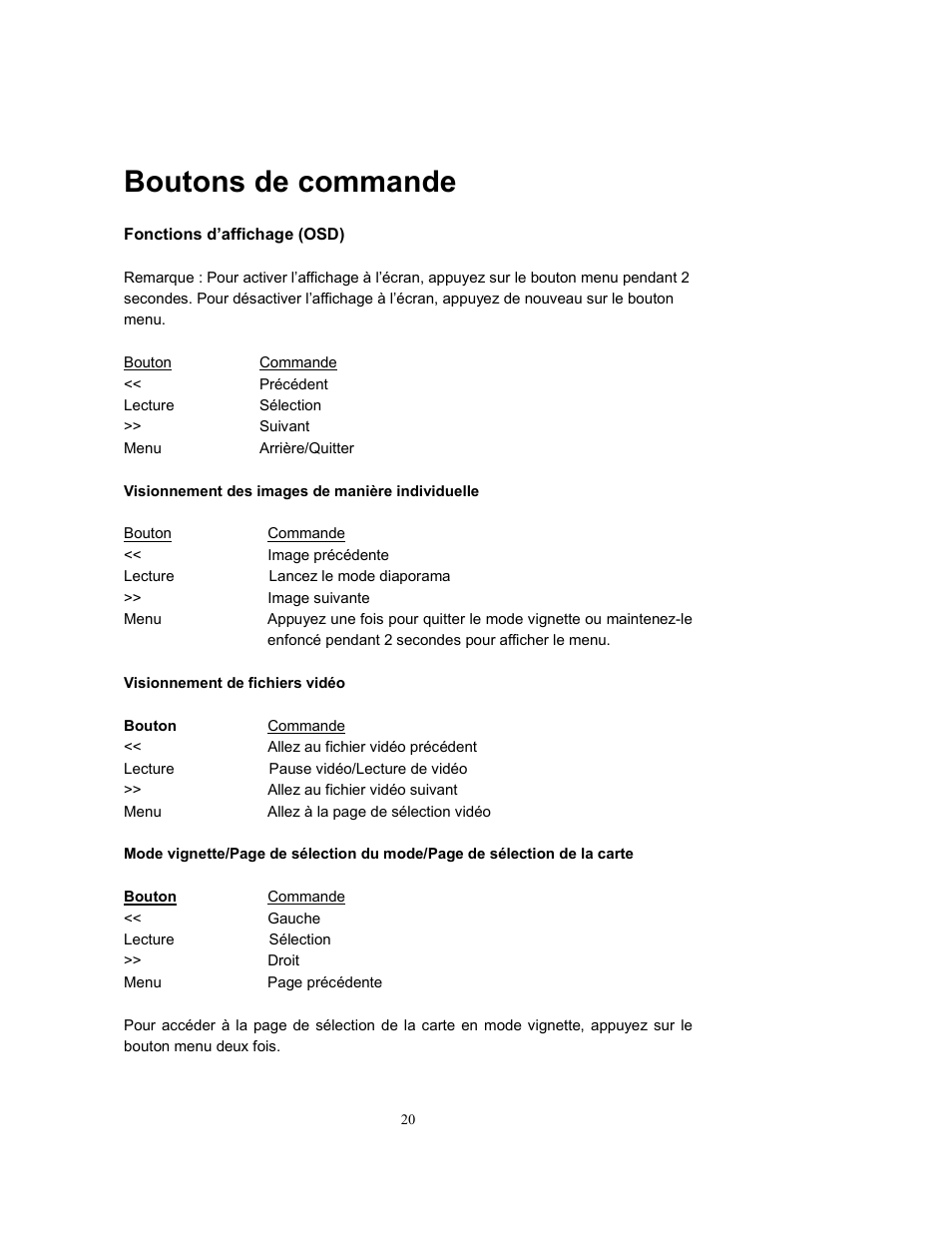 Boutons de commande | Westinghouse DPF-0802 User Manual | Page 21 / 45