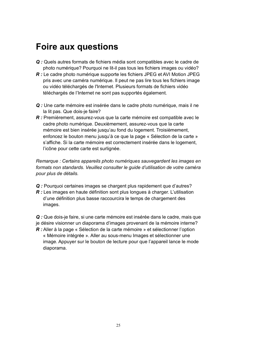 Foire aux questions | Westinghouse DPF-0802 User Manual | Page 26 / 45