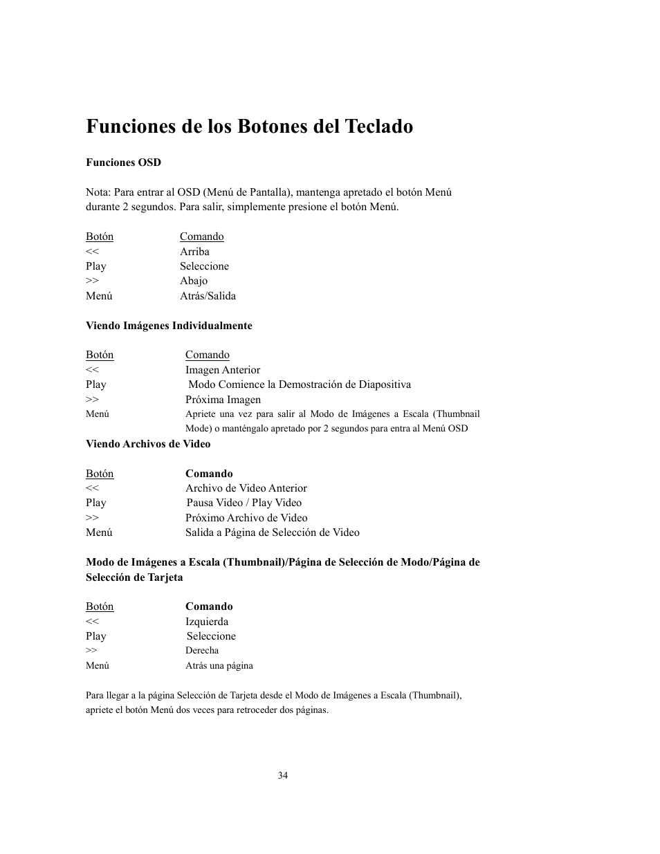 Funciones de los botones del teclado | Westinghouse DPF-0802 User Manual | Page 35 / 45