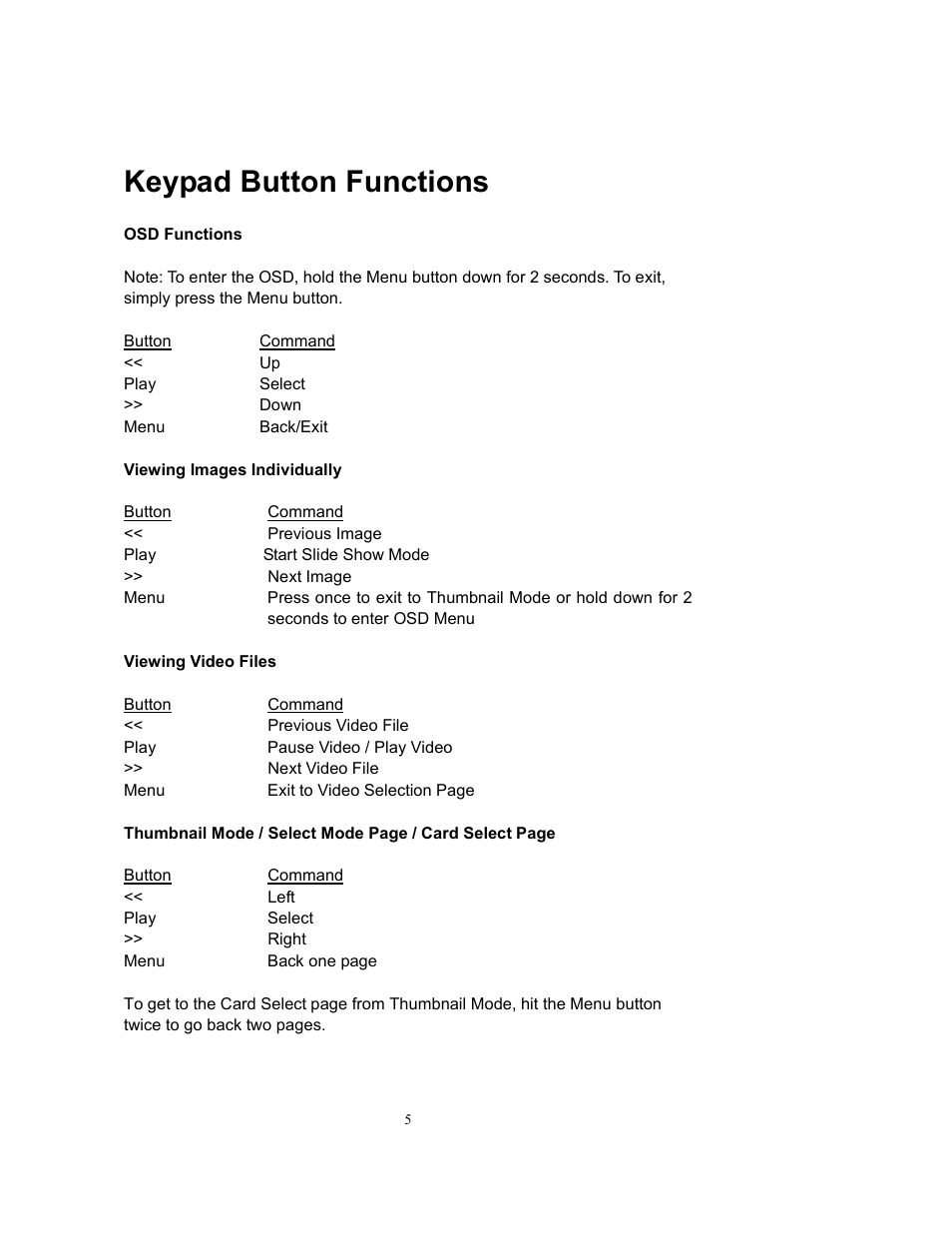 Keypad button functions | Westinghouse DPF-0802 User Manual | Page 6 / 45