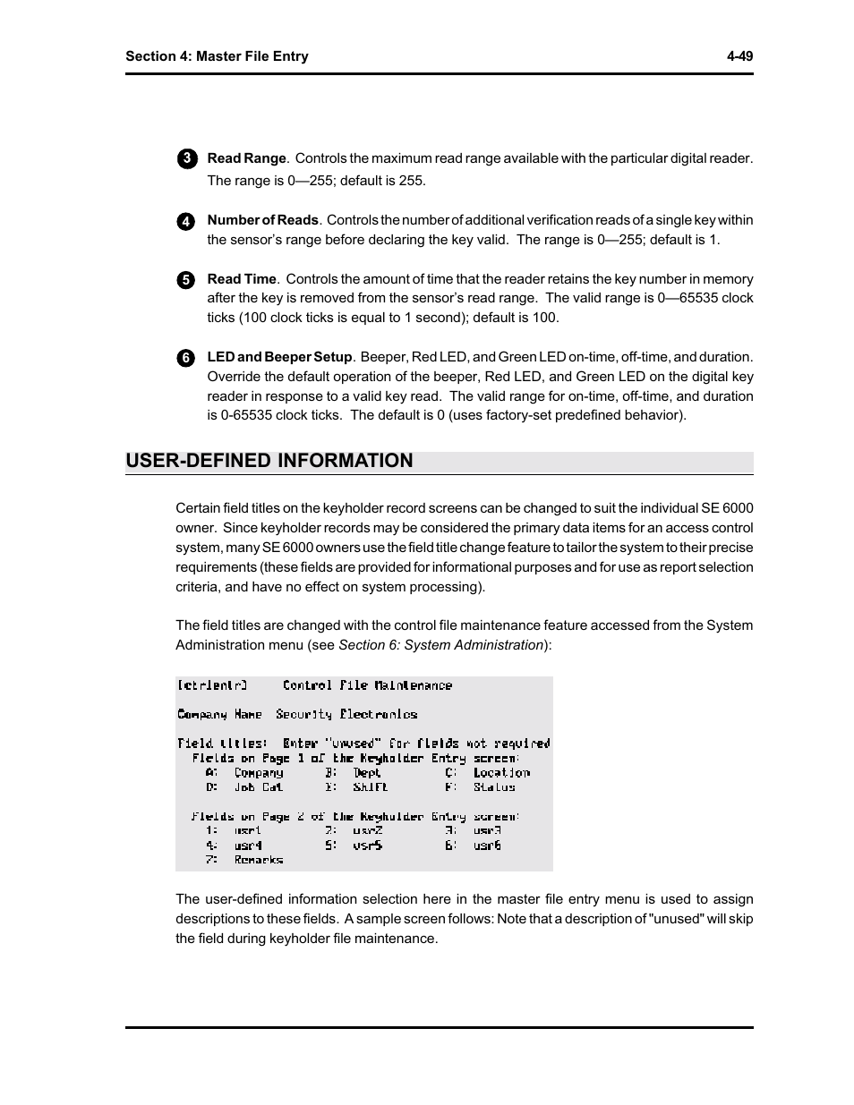 User-defined information | Westinghouse SE 6000 User Manual | Page 100 / 180