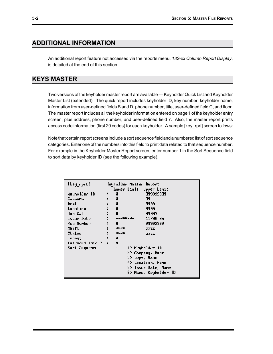 Additional information, Keys master | Westinghouse SE 6000 User Manual | Page 105 / 180