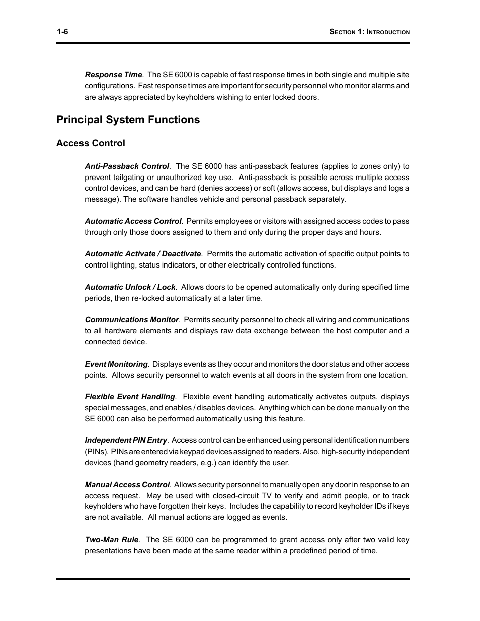 Principal system functions | Westinghouse SE 6000 User Manual | Page 13 / 180