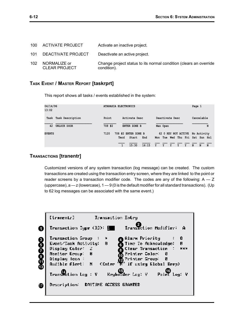 Taskrprt, Tranentr | Westinghouse SE 6000 User Manual | Page 136 / 180