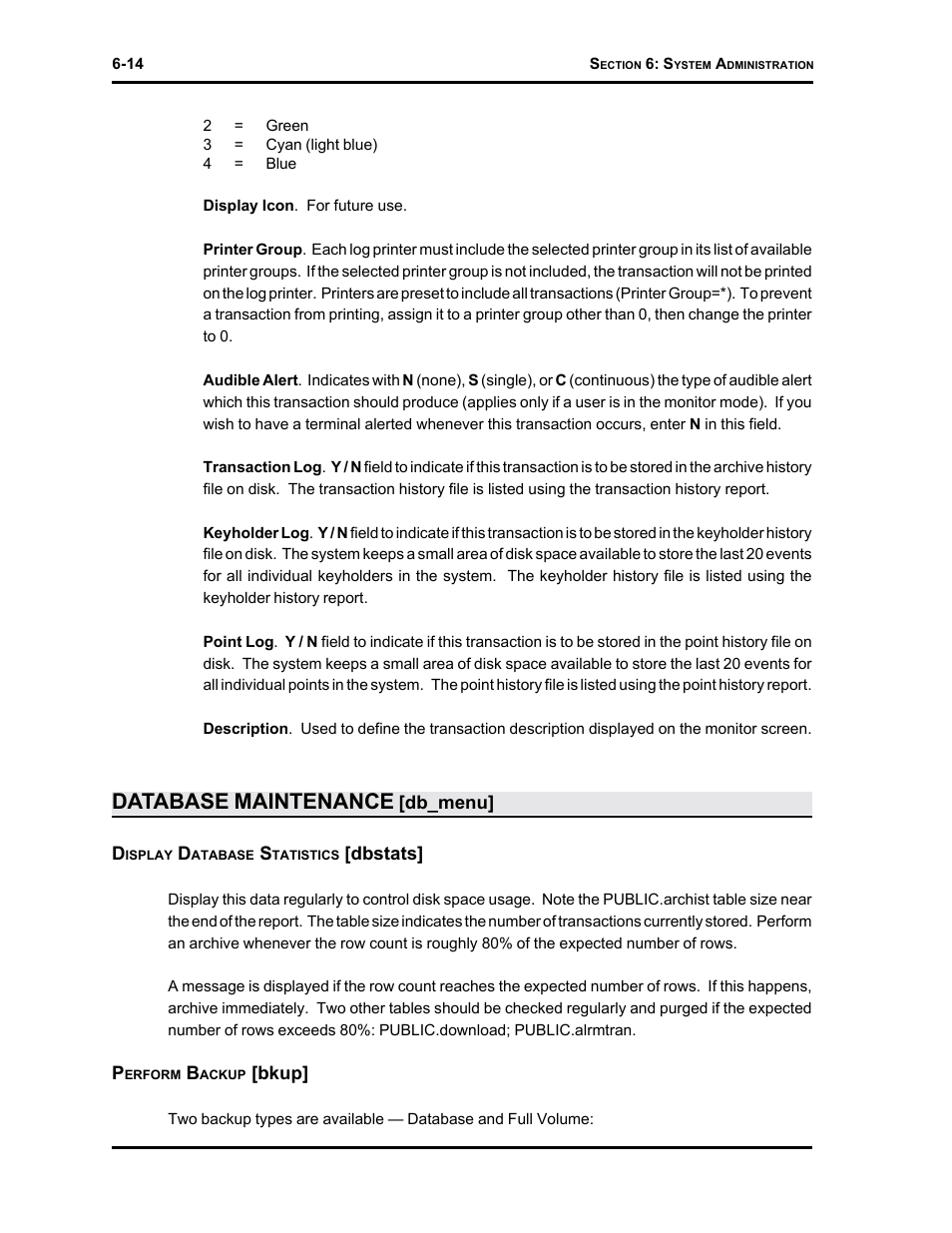 Database maintenance | Westinghouse SE 6000 User Manual | Page 138 / 180
