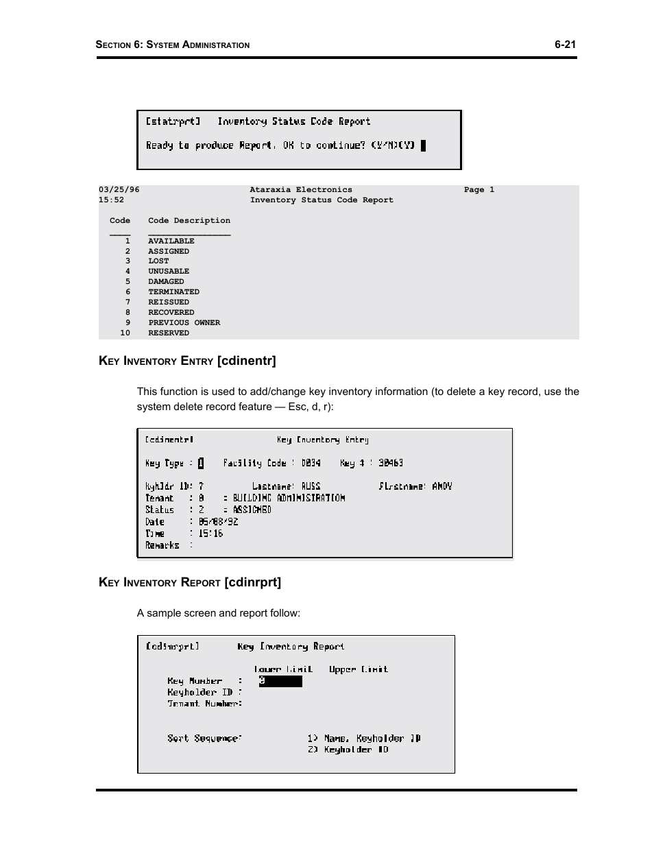 Cdinentr, Cdinrprt | Westinghouse SE 6000 User Manual | Page 145 / 180