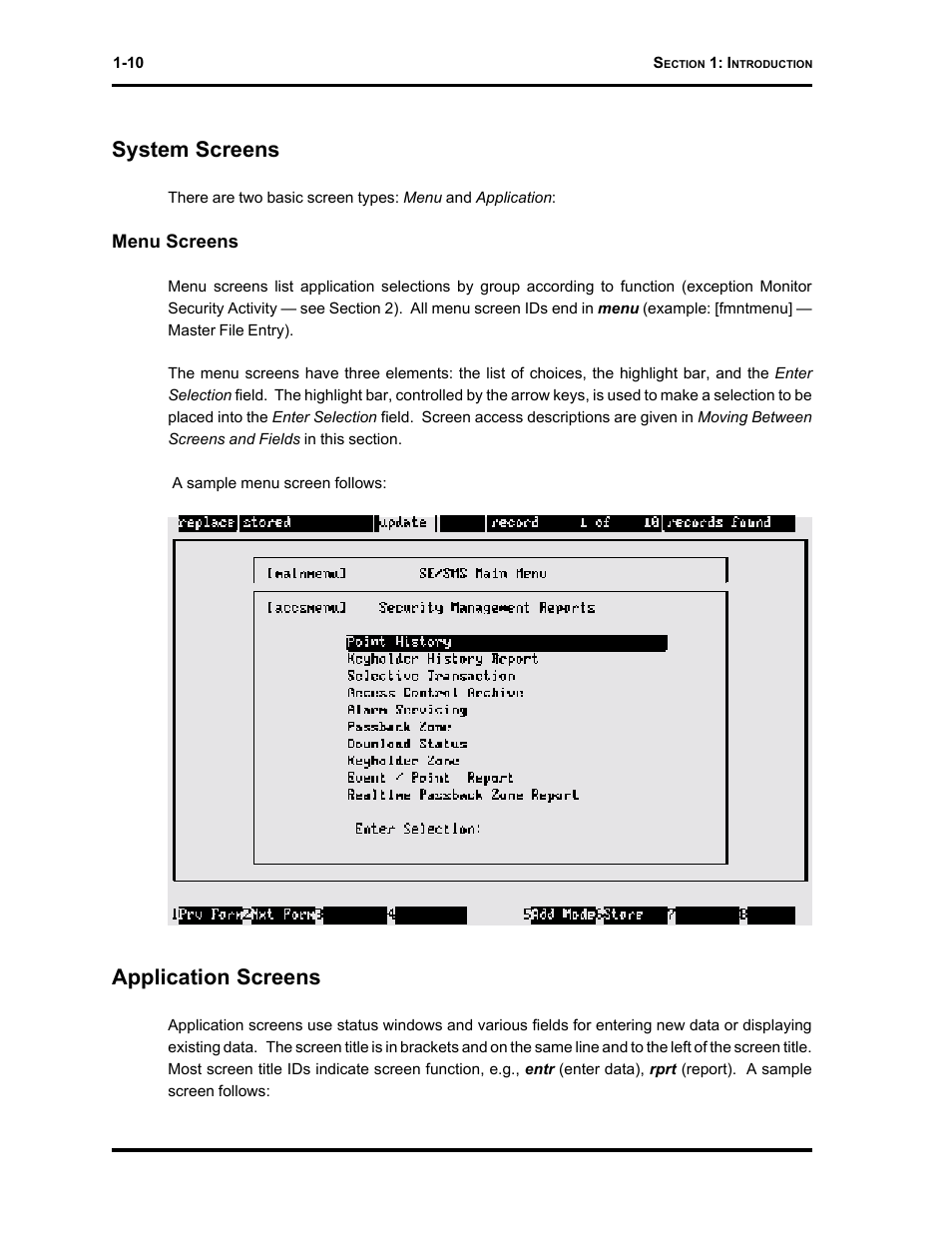 System screens, Application screens | Westinghouse SE 6000 User Manual | Page 17 / 180