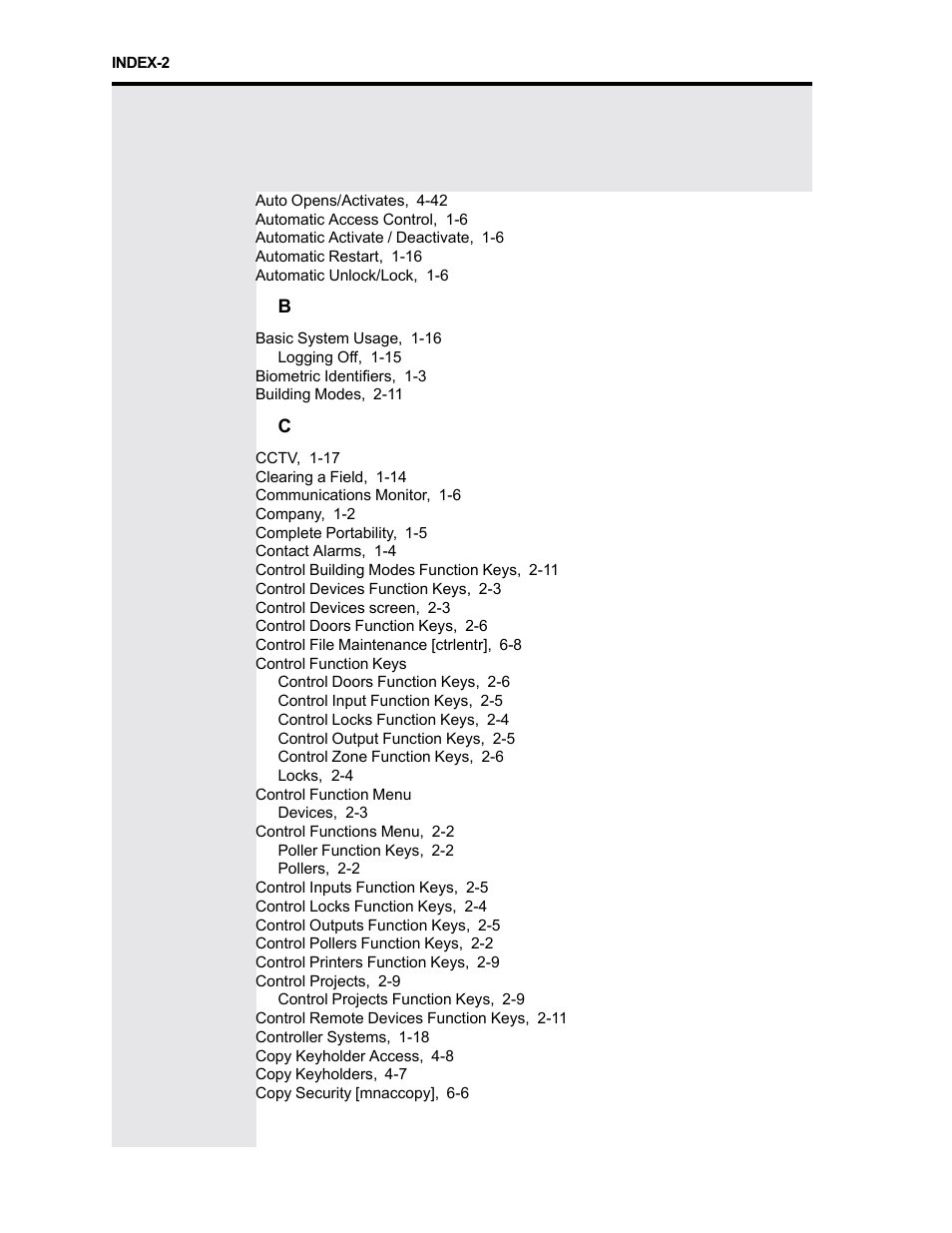 Access code, Access group, Add users [addusers | Alarm contact, Company, Control function keys, Control function menu, Control functions menu, Poller function keys, Pollers | Westinghouse SE 6000 User Manual | Page 171 / 180